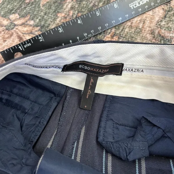 Y2K Era BCBG Max Azria Pin Stripe Pants Navy Women's Size 0 - Image 2