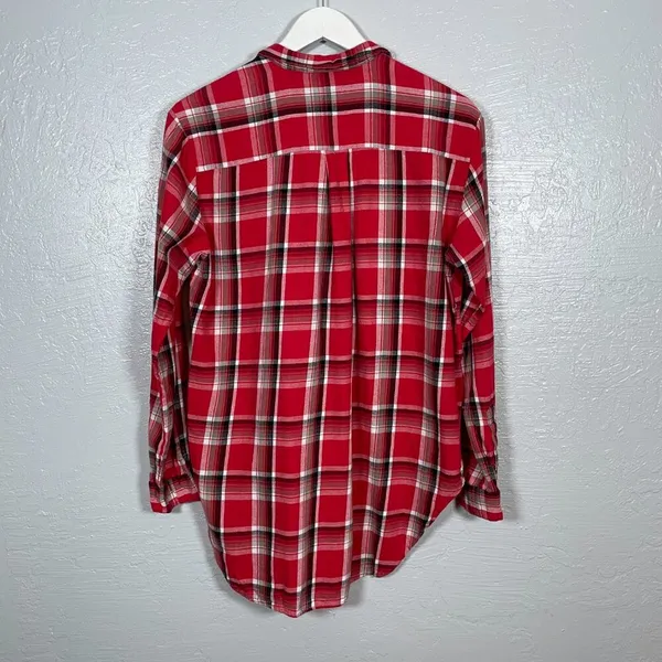Denim & Supply Ralph Lauren Women M Red Black White Plaid Flannel Shirt Boho - Image 7