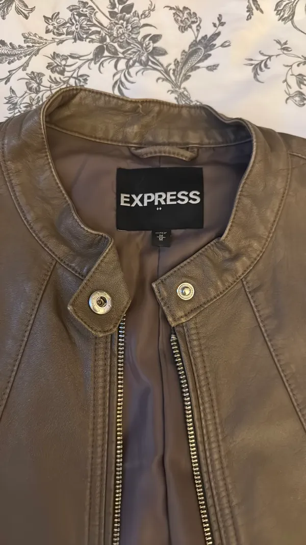 Express Brown Leather Jacket - Image 3