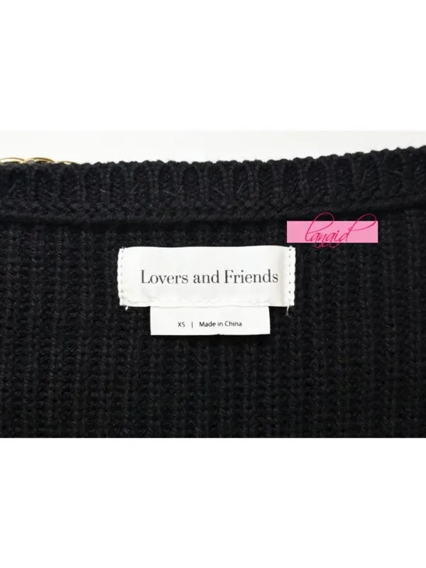Lovers Friends Norina Cardigan Dress Black Chains Knit Edgy Chunky Sweater Mini - Image 10