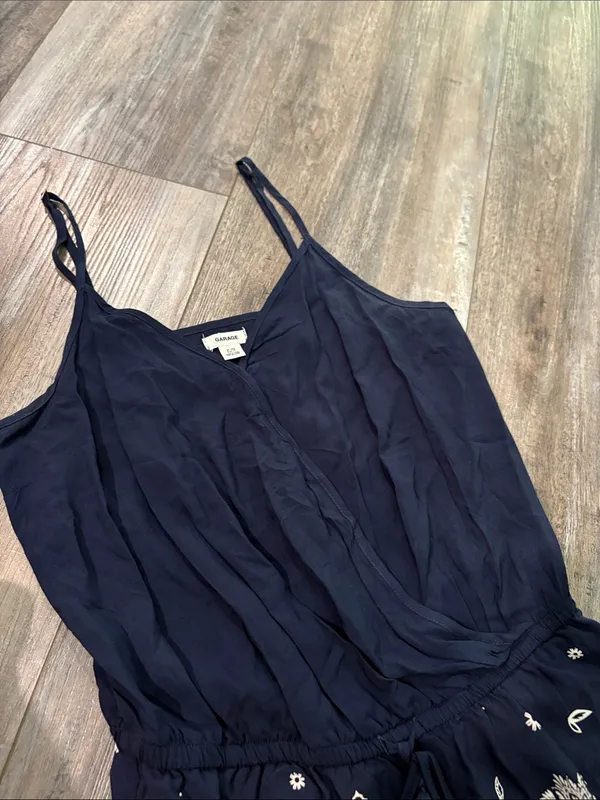 Garage Navy & White Floral Boho Bandana Print Romper XS - Image 5