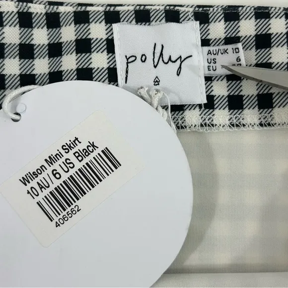 Princess Polly‎ Black and White Gingham Slit Skirt Size 6 NWT - Image 6