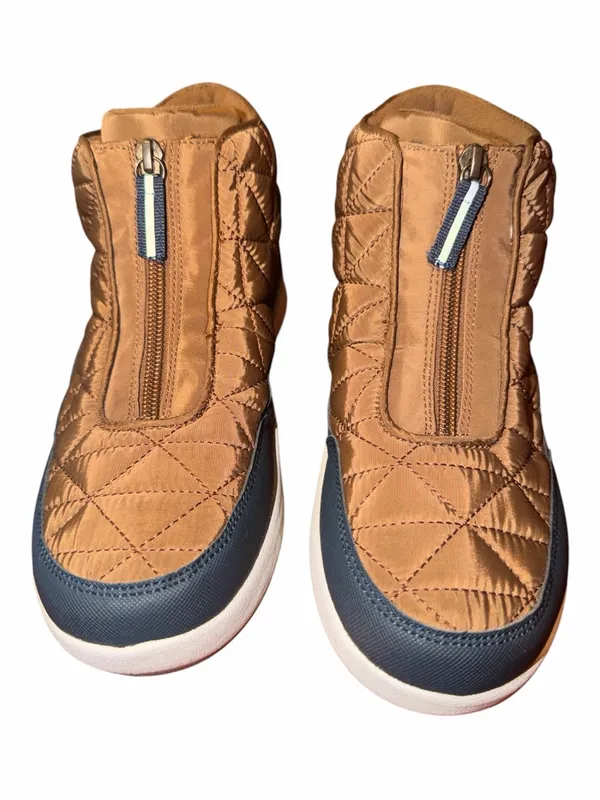 Lands' End Quilted Tan and Black Zip-Front Women's Winter Rain Boots - Image 2