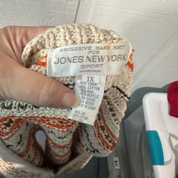 Jones New York Vintage Beige Striped Zip Front Sweater Vest Size 1X EUC - Image 6