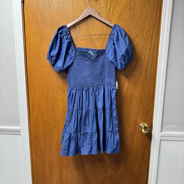 NEW Arula Laine Babydoll Dress Short Puff Sleeve Mini Denim Blue Amazing 1X - Image 14