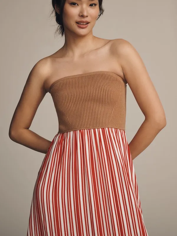 NWOT Anthropologie Red and Cream Striped Maxi Dress - Image 3