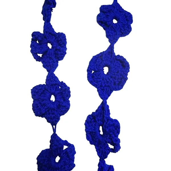 Hand Crafted Crocheted Blue Flower Scarf - Image 2