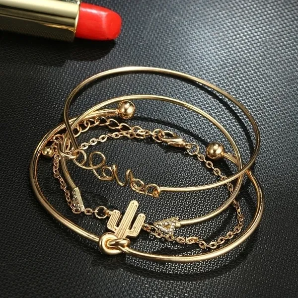 Boutique Gold Stacking Arrow Cactus‎ Bracelet Set (4) - Image 6