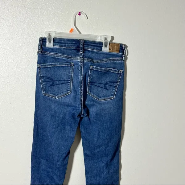 American Eagle Women Blue‎ Denim Hi-Rise Jegging Jeans Next Level Stretch size 0 - Image 6