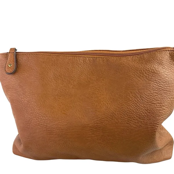 Free People Women's Brown Vegan Faux Leather Zip Closure Clutch Pouch Hand Bag - Image 2