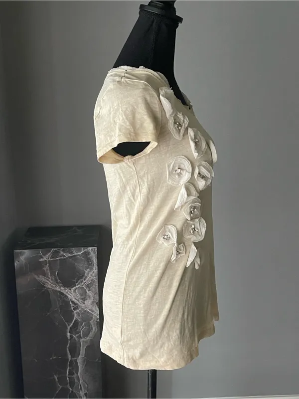Ann Taylor Loft off White Embellished Shirt - Image 4