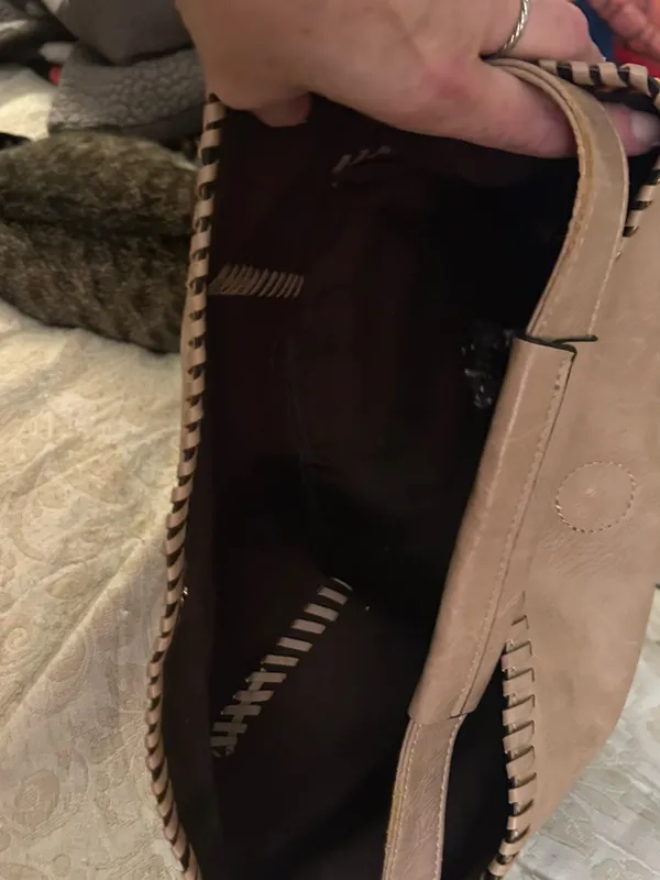 Everyday Tan Hobo Bag with Whipstitch Accents - Image 2