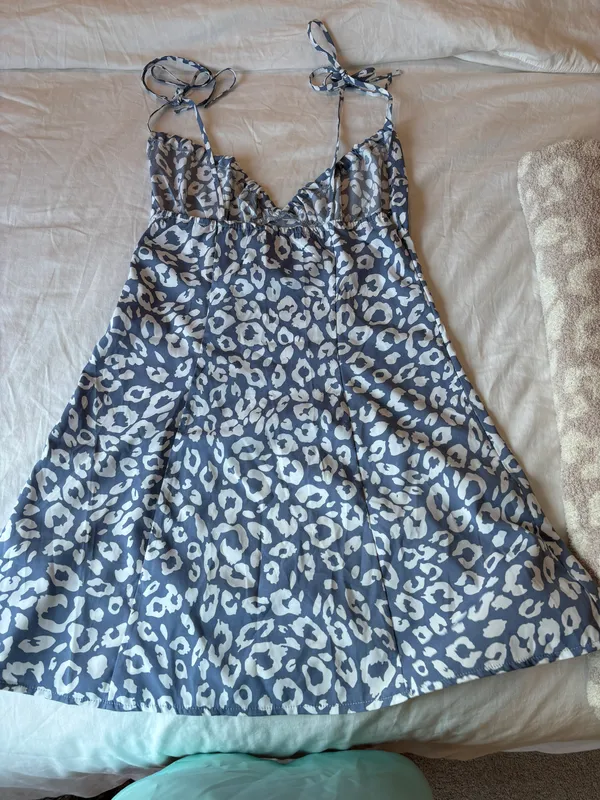 Blue Cheetah Print Mini Dress - Image 3