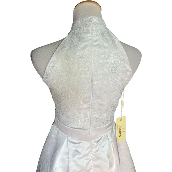 NWT Womens Jaeden Semi Formal Lace Mixed Media Wedding High Neck Dress - Sz S - Image 4