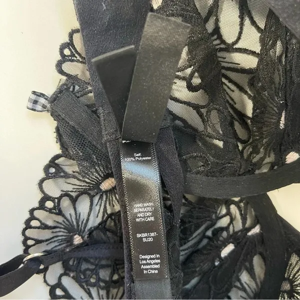 For Love and Lemons Lilou Bra Black Sheer Floral Lace Balconette - Image 9