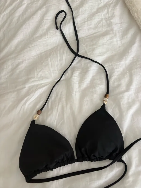 Black Halter String Bikini Top & Bottom - Image 3