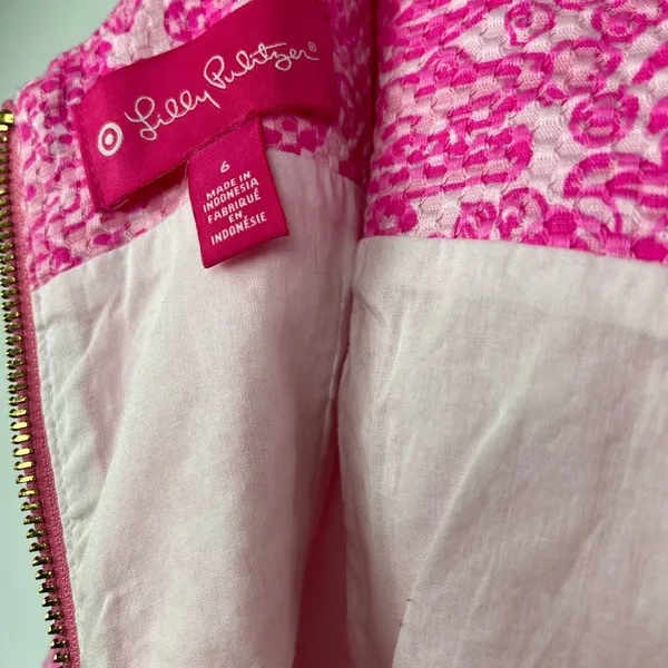 Lilly Pulitzer Sleeveless Pink Womens’’size 6, Pink embroidery cutout, back zip - Image 4