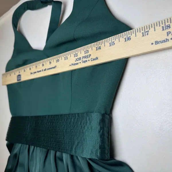 White by‎ Vera Wang Forest Green Halter V-Neck Maxi Gown Dress Size 0 - Image 6