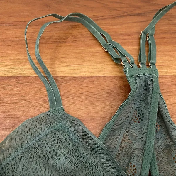 AERIE Pop Lace Olive Sage Green Padded Bralette Size M - Image 7