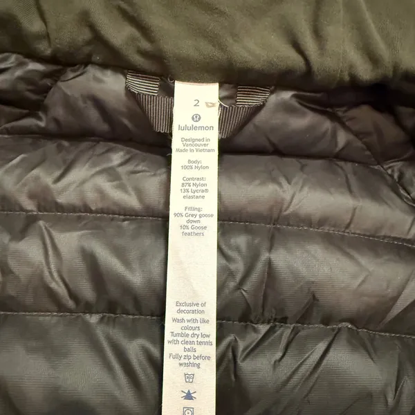 Lululemon Down For A Run Jacket Green‎ Olive Full Zip Puffer Women Size 2 - Image 8