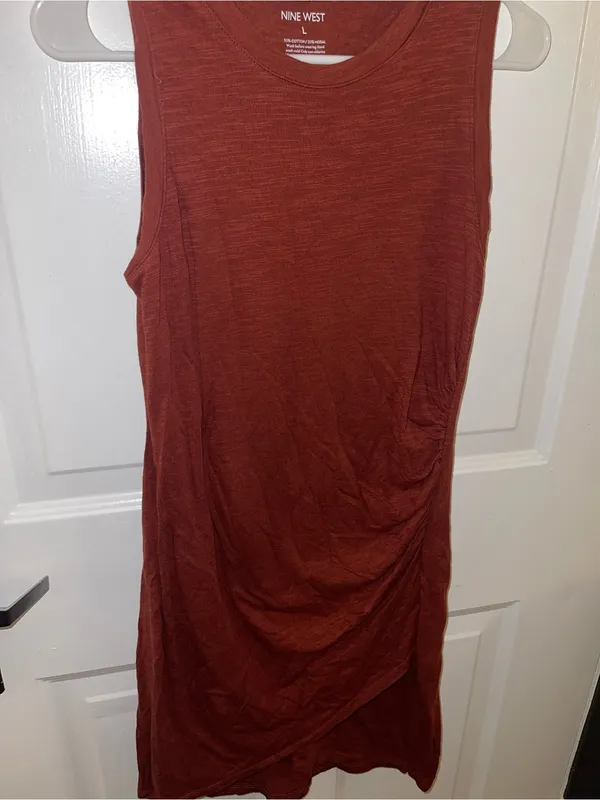 Nine West Women's Rust Color Sleeveless Midi Tank Dress - Size Large - Image 7