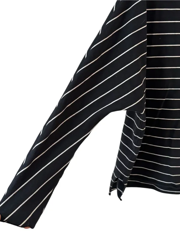 Frank & Eileen Tee Lab Oversized Striped Long Sleeve Tee Black White Large - Image 5
