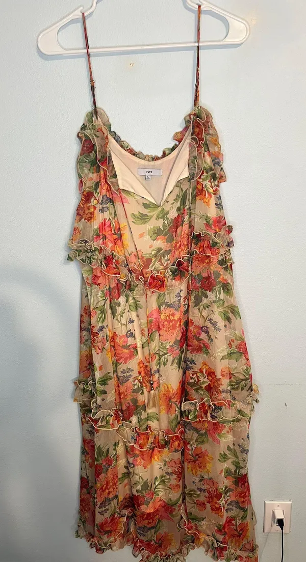 Women’s Fate Floral Tiered ruffles sleeveless maxi dress wedding brunch - Image 2