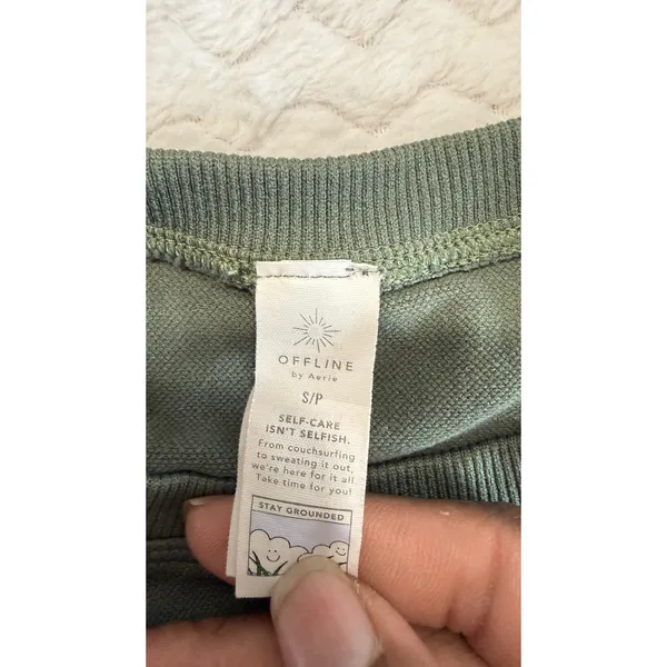 OFFLINE by Aerie Womens Seamless Short Sleeve Crop Top Olive Green Small - Image 4