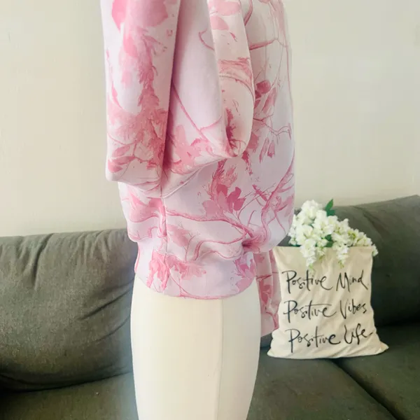 Abercrombie & Fitch Light Pink Camo Sunday Off-Shoulder Sweater - Image 4