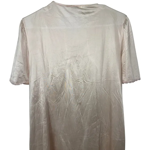 80s Vanity Fair Vintage Nightgown Light Pink Lace Trim Nylon USA Size M Coquette - Image 6