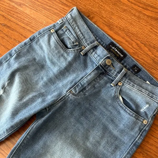 Lucky Brand Brook Crop Ankle Jeans Ripped Knee Size 2 Size 26 Straight Leg - Image 3