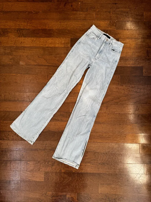 Saks 3x1 NYC light wash side slit flare high waisted stretch jeans - Image 4