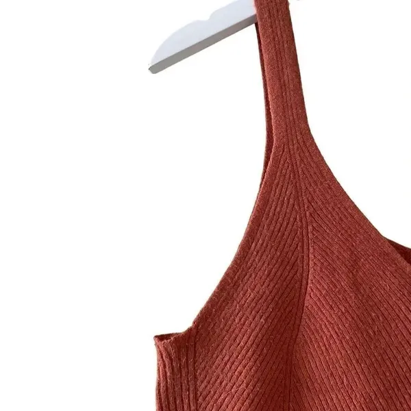 A New Day Burnt Orange Cropped Knit V-Neck Sleeveless Womens’ Tank Top L # 1507 - Image 4