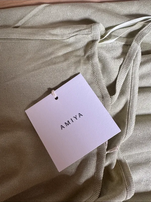 NWT Amiya Eden Silk Pleated Maxi Dress Sage Green Formal Wedding Guest Size S - Image 3