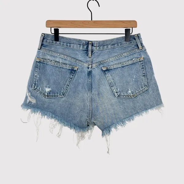 AGOLDE Womens Shorts Blue Denim Parker Vintage Cut Off Distressed Jean Size 28 - Image 3
