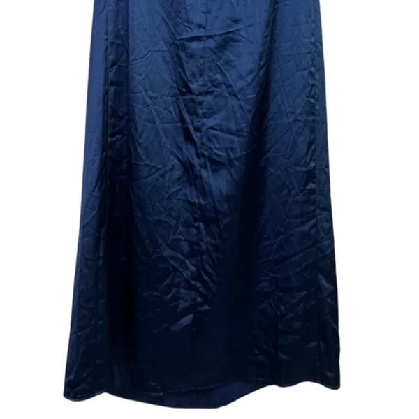 NWT Lulus Memorable Entrance Strapless Satin Pleated Maxi Dress L Dark Blue - Image 8