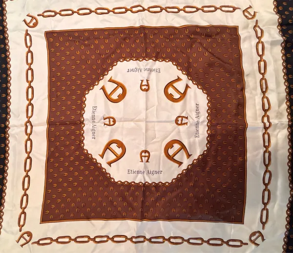 VINTAGE: Etienne Aigner | classic, square silk scarf - Image 7