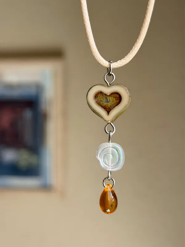 Handmade Czech glass beads fairy whimsy cute necklace🍃🌀🩵 - Image 3