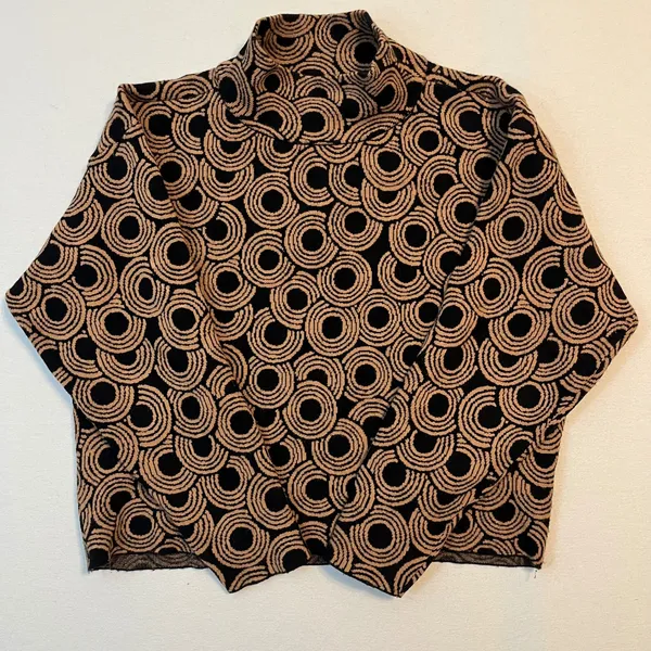 Anthropologie Maeve Funnel Neck Sweater S Boxy Boho Mod Retro Art Deco 70s - Image 3