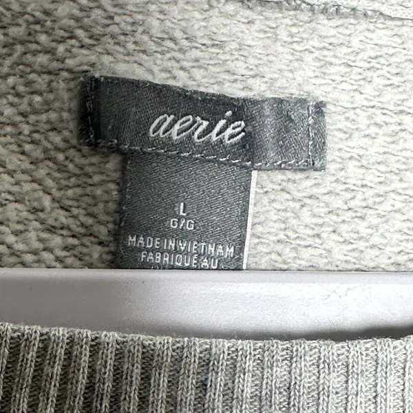 Aerie Womens Relaxed Raglan Sleeve Crewneck Sweatshirt Heather Grey Large‎ 8527 - Image 3