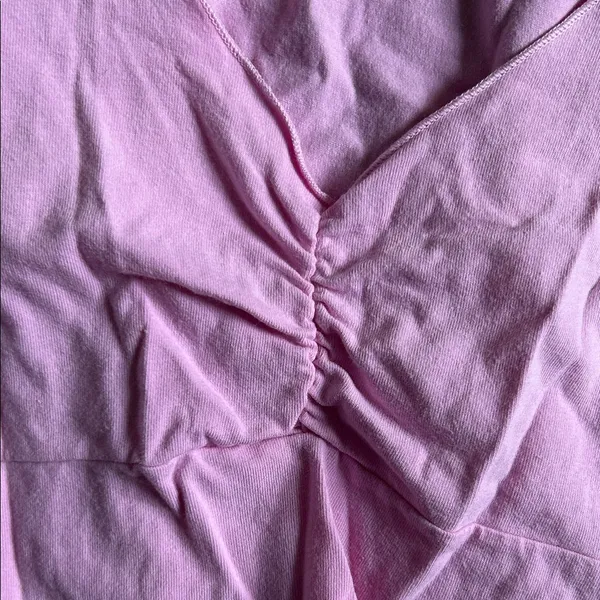 Brandy Melville Light Pink Ruched Short Sleeve Top - Image 3