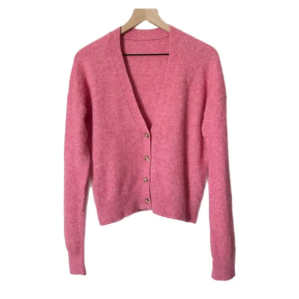 Lululemon Alpaca Wool Blend Cardigan Sweater Heathered Chroma Pink Size Small - Image 2