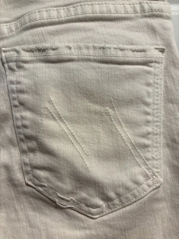 Mother cropped ankle frayed jeans white sz 26 - Image 4