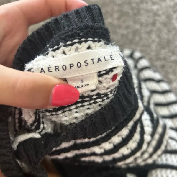 Women’s Aeropostale black and white striped sweater - Image 2
