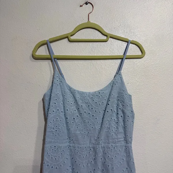 Lulus Light Blue Modern Romantic Eyelet Embroidered Cotton Mini Dress Sz S - Image 3