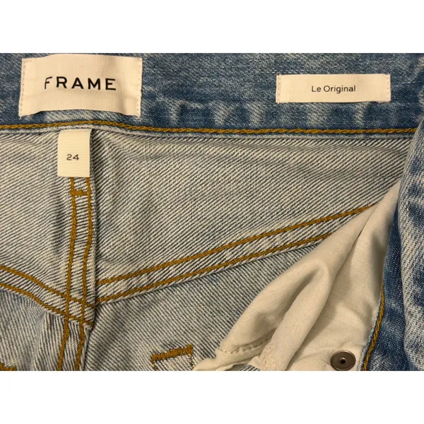 Frame Le Original High Rise Straight Leg Distressed Frayed Hem Jeans‎ Size 24x27 - Image 4