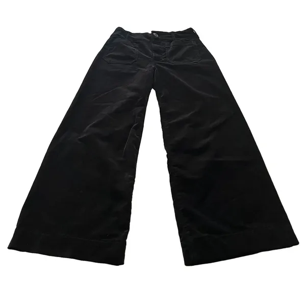 Anthropologie Maeve Colette Velvet Wide-Leg Pants Trousers Crop Black Size 26 - Image 2