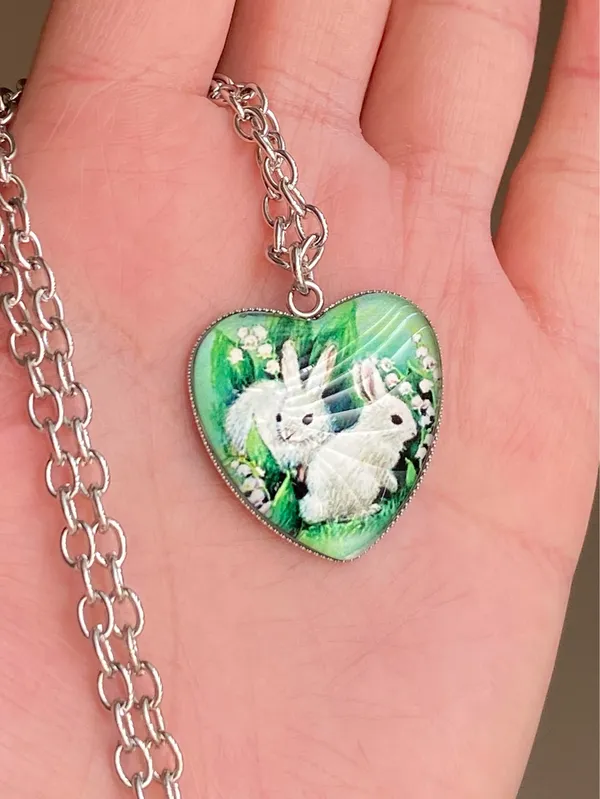 Handmade Kawaii retro fairy cottage style cute rabbits $ flower necklace🐇🦋💕🌳 - Image 6