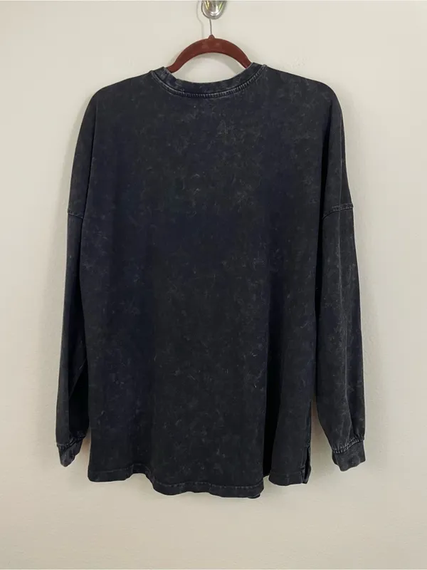 Ariat Black Mineral‎ Washed Cowgirl Era Long Sleeve Oversized Tee Shirt Size M - Image 7