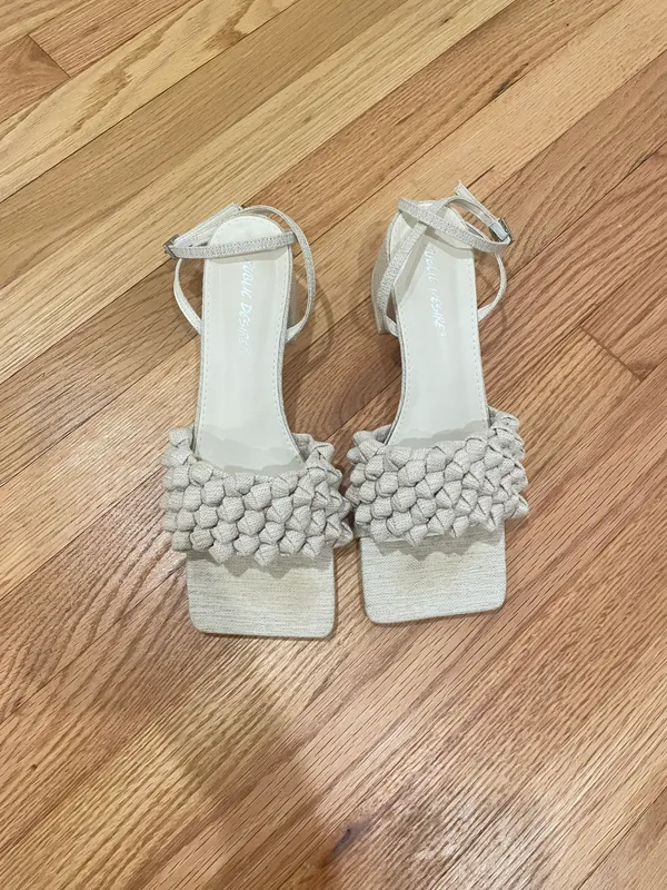 Natural Woven Block Heels Size 9 - Image 5